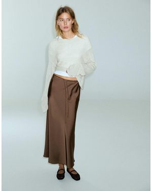 Pull&Bear Satin-maxirock mit tunnelzug - Blau