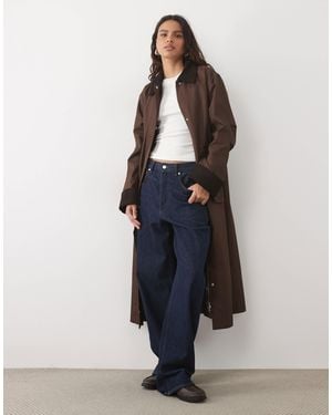 Y.A.S Premium oversize-maxi-parka-mantel mit taillierung - Blau