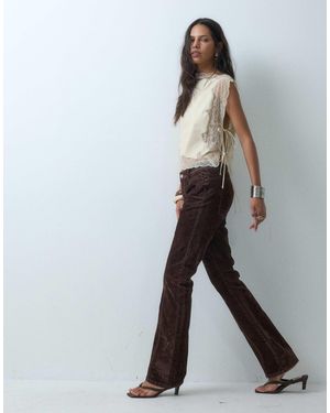 ASOS Flocked Kick Flare Jeans - White