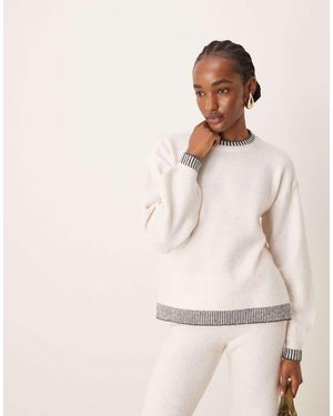 Vila Maglione Oversize Color Crema Con Cuciture A Contrasto - Neutro