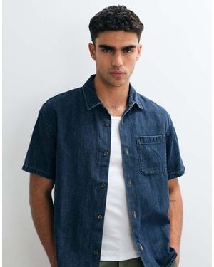 Abercrombie & Fitch Denim Short Sleeve Workwear Shirt - Blue