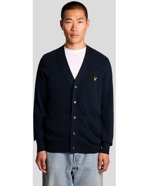 Lyle & Scott Mid Knits Cotton V Neck Cardigan - Blue