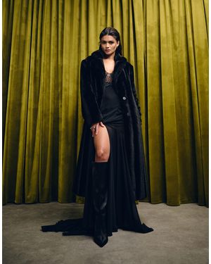 ASOS Longline Faux Fur Car Coat - Green