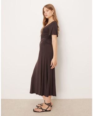 ASOS Vestito Da Giorno Midi Color Cioccolato Con Dettagli - Neutro