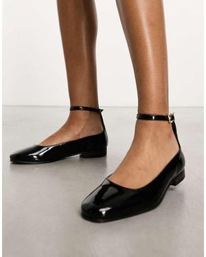 Walk London Bella Ankle Strap Ballerina - Black