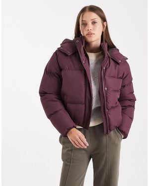 Brave Soul Hooded Puffer Jacket - Purple