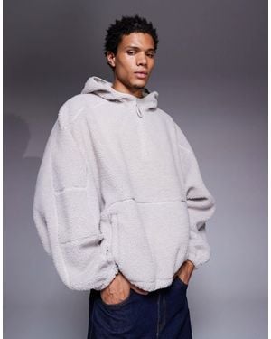 ASOS – extremes oversize-kapuzenpullover aus fleece - Grau