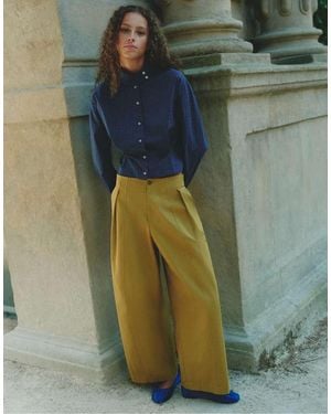Pull&Bear Wide-leg Darted Trousers - Green