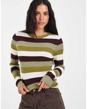 ONLY Top De Punto Acanalado En Rayas Verdes