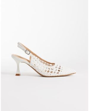 Glamorous Zapatos Blancos Destalonados De Tacón De