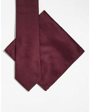 ASOS Stropdas En Pochet Met Textuur - Rood
