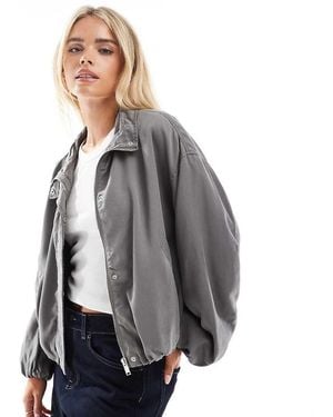 ASOS Asos Design Petite Washed Ruched Funnel Neck Jacket - Grey