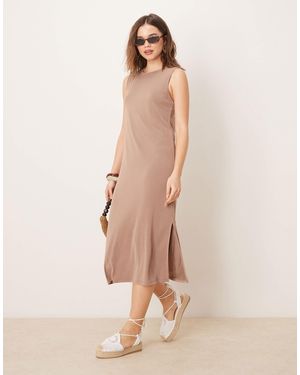 Vila Sleeveless Jersey Midi Dress - Natural