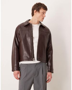 Abercrombie & Fitch – jacke aus kunstleder - Braun