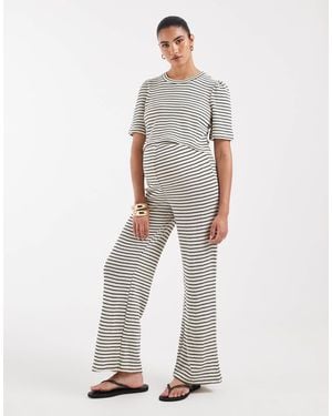Vero Moda Jersey Crochet Wide Leg Pants - White