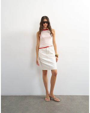TOPSHOP Denim 90S Midi Skirt - White