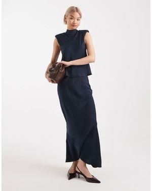 ASOS Low Rise Satin Co-ord Maxi Skirt - Blue