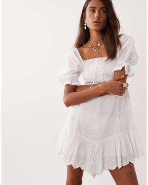 Miss Selfridge Lace Embroidered Smock Dress - White