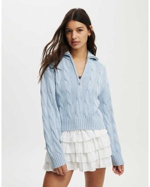 Cotton On Cotton On Cotton Cable Half Zip Pullover - Blue