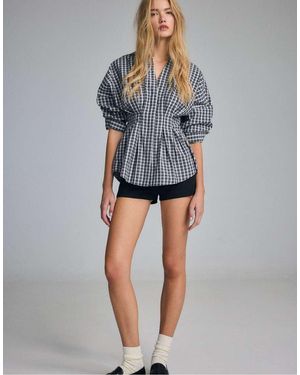 Stradivarius Pleated Poplin Shirt - Grey