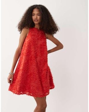 Y.A.S Textu Racer Neck Mini Dress - Red