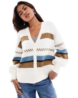 Vans Cárdigan Blanco Hueso De Bouclé Valerie De - Azul