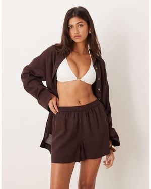ASOS Ipanema Sheer Beach Short With Linen - Brown