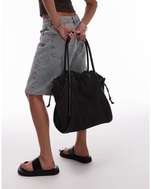 TOPSHOP Selina Ruched Piping Nylon Bag - Black