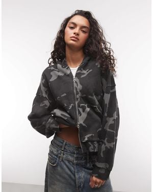 Weekday Oversized Zip Up Hoodie - Black