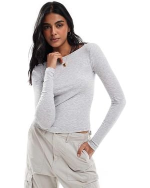 Cotton On Boat Neck Long Sleeve Top - Grey