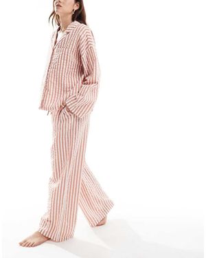 Lindex Pantalones De Pijama A Rayas De Sirsaca De -Naranja - Rosa