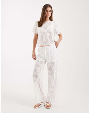 ONLY Wide Leg Lace Trouser Co-ord - Natural