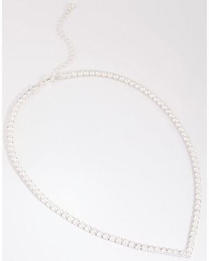 Lovisa Cubic Zirconia Cup Chain Pointed Tennis Necklace - Natural