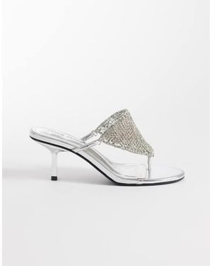 Public Desire Mima Kitten Heel Sandals With Embellishment - White