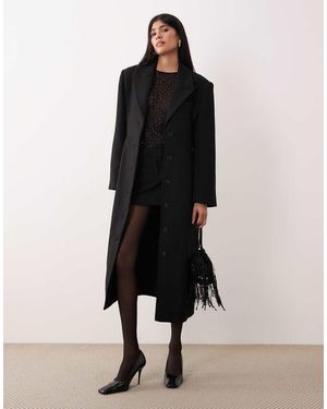 Gina Tricot Abrigo Grande Con Botones En El Pecho De - Negro
