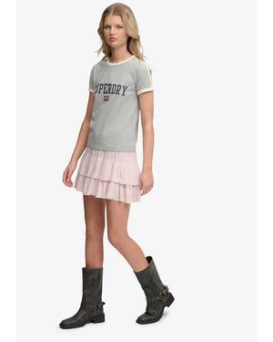 Superdry Printed Tiered Mini Skirt - Natural
