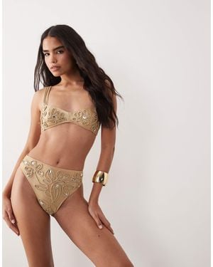 ASOS Corded Embellished Bikini Top - Brown