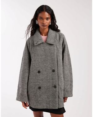ASOS Oversized Mid Length Pea Coat - Grey