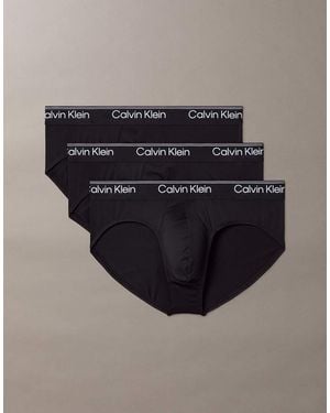 Calvin Klein Micro Stretch 3 Pack Hip Briefs - Blue