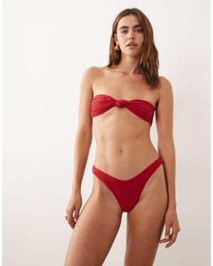 Miss Selfridge Mix And Match V Front High Leg Bottom - Red