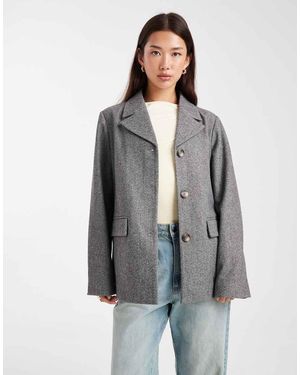 Pieces Oversized Textured Blazer - Grey