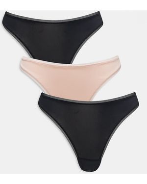 KBX Pack De 3 Tangas De Color Negro Y Beis De Microfibra De