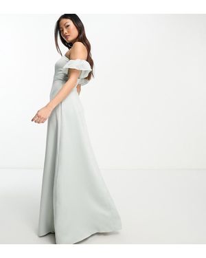 Maya Petite Bridesmaid Bardot Maxi Dress - White