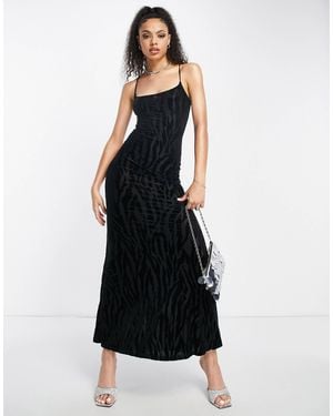 Naked Wardrobe Burnout Strappy Back Maxi Dress - Black