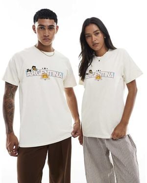 PRNT Argentina Football Mascot Graphic Relaxed Fit T-Shirt - Grey