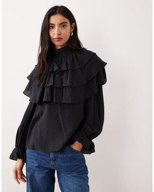 Glamorous – hochgeschlossene boho-bluse - Blau
