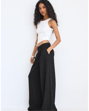 Stradivarius Rustic Wide-leg Trousers - Blue