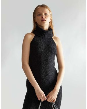 NARRATED High Neck Sleeveless Midi Dress - Black