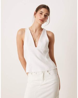 Glamorous V-Neck Top - White