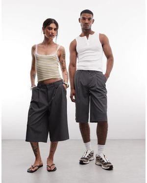 Collusion Unisex Longline Jort - Gray